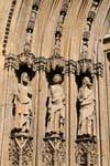Valencia, statues of the door of Los Apostoles, Spain.