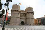 Valencia, exterior view of the Torres de Serranos, Spain.