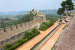 View on castle walls and minor, Xativa, Spain.