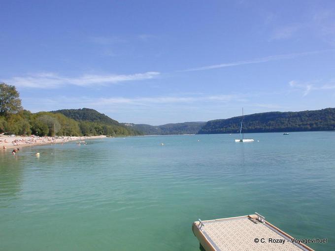Lake Chalain seen from the pontoon Pergola, Franche-Comté, France