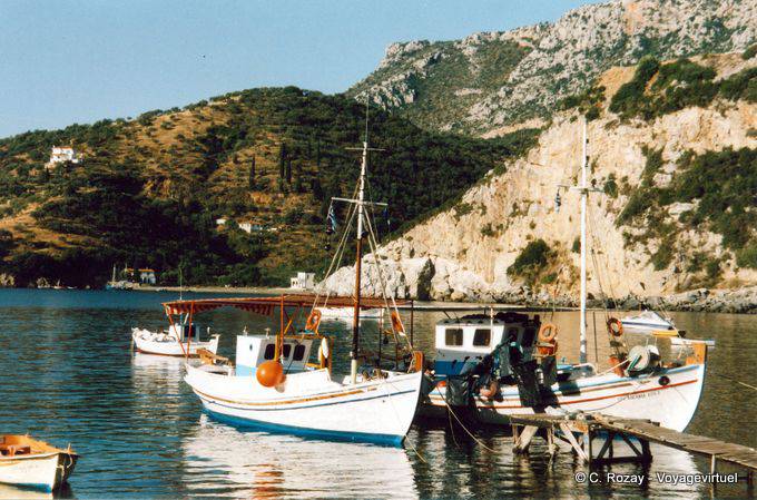 Boats in the small port of Sampatiki - Greece