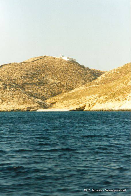 Mountain peeled Cycladic turquoise sea, Anafi - Greece