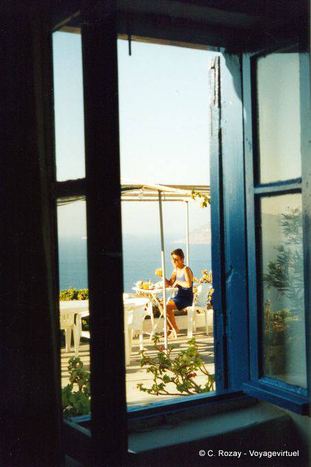Breakfast in Oia, Santorini - Greece