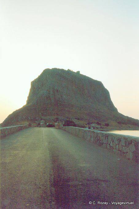 Rock of Monemvassia seen from the access road - Greece