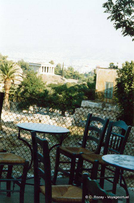 Terrace overlooking the Temple of Heplaistos, Athens - Greece