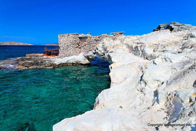 Milos, Pollonia, ruins and coast near the beach Byronas - Greece