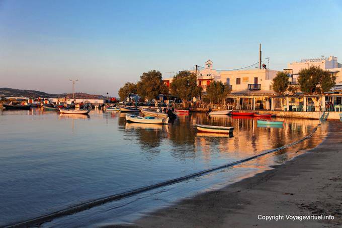 Milos, Pollonia, evening light in the bay - Greece