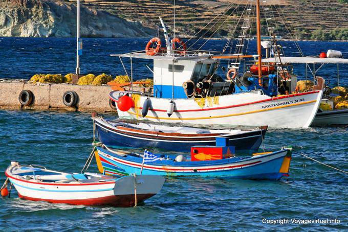 Milos, Pollonia, marina fishing boats - Greece
