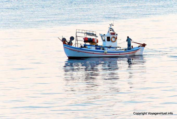 Sifnos, Chryssopigi, fishing boat - Greece