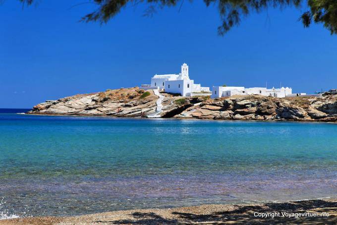 Sifnos Panagia Chryssopigi on a rocky outcrop - Greece