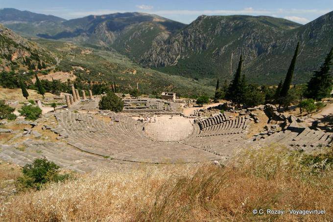 Panorama on the theater, Delphi - Greece