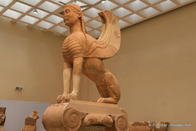 Naxian winged sphinx, Delphi Museum - Greece