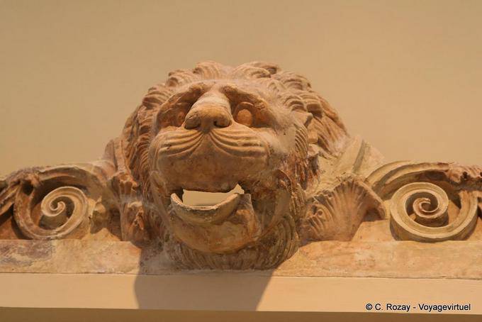 Lion head, sculpture, Museum of Delphi - Greece