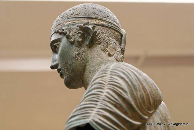 Head of the statue of the Charioteer of Delphi - Greece