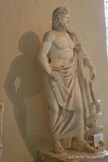 Asclepius or Aesculapius, god of medicine, Museum of Epidaurus - Greece