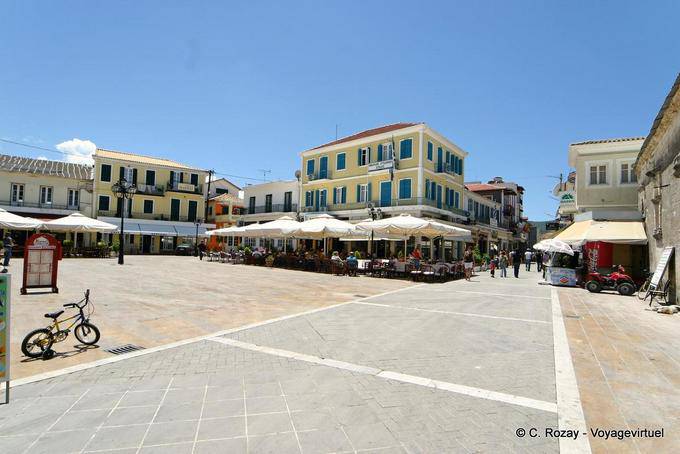 Levkas main square of the capital of Lefkada - Greece