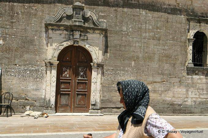 Greek, the dog and the church, Lefkada - Greece
