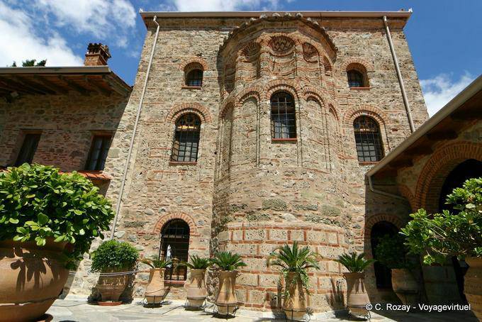 Rear view of the garden church, monastery of Metamorphosis, Meteora - Greece