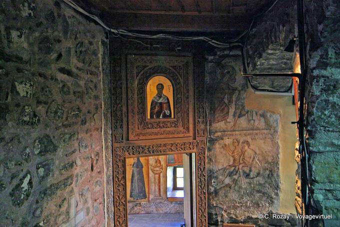 Fresco remains and icon, Agios Nikolaos Monastery Anapafsas, Meteora - Greece