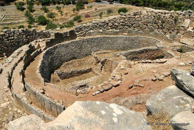 The tombs circle from above, Mycenae - Greece