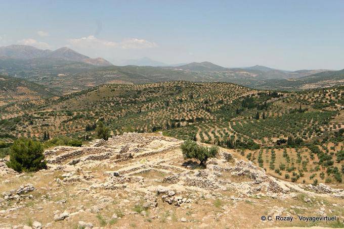 View of the remains of the palace of Atreus, Mycenae - Greece