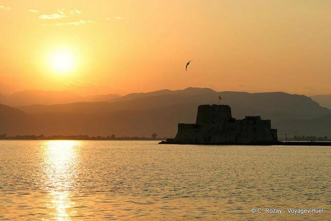 Nafplion, sunset on the Bourtzi - Greece
