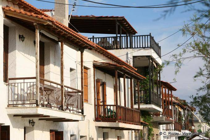 Houses in a street Afissos (Notio Pelion) - Greece