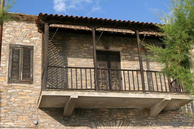 Balcony facade stones, Afissos, Pelion - Greece