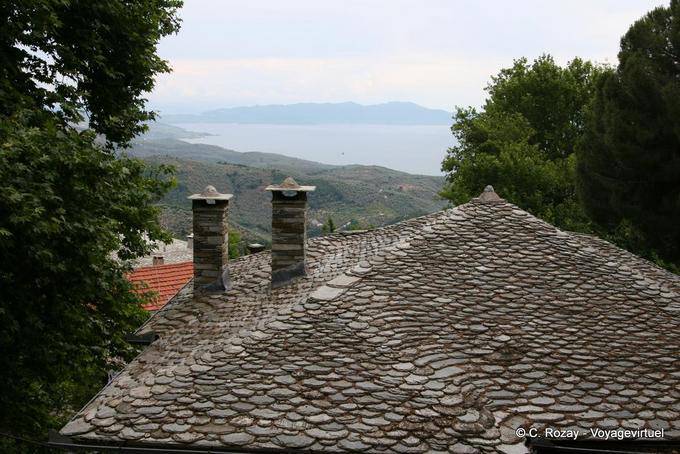 Slate roof and typical fireplace, Milies, Pelion - Greece
