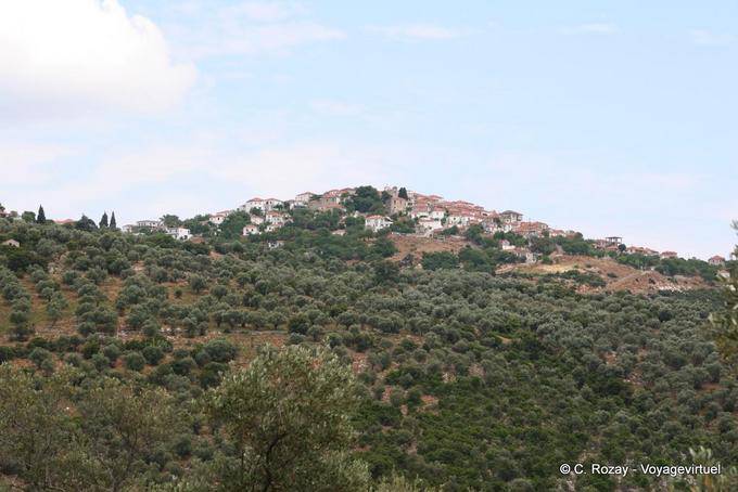 Village perched on the hill, Pelion Trikeri - Greece
