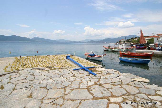 Drying nets facing the gulf, Agia Kyriaki - Greece