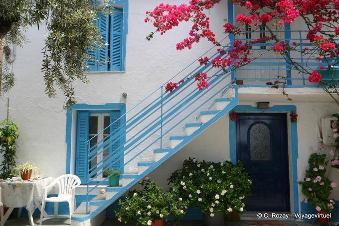 Staircase with bougainvillea, Agia Kyriaki - Greece