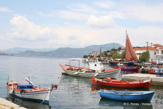 Colourful boats from the port, Trikeri, Agia Kyriaki - Greece