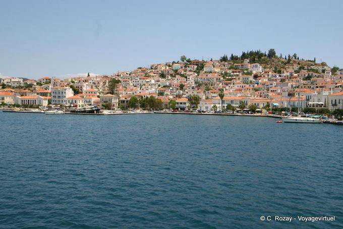 Panorama arriving with the ferry, Poros - Greece