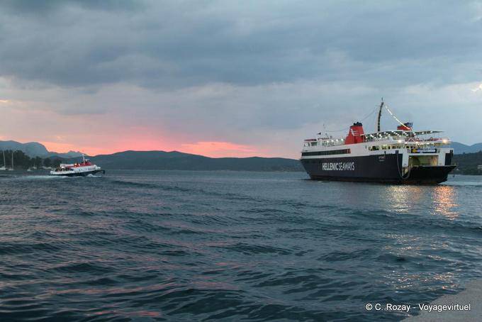 Arrival of the dolphin and the ferry, Poros - Greece