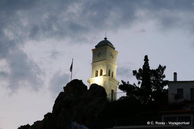 The clock tower night view, Poros - Greece