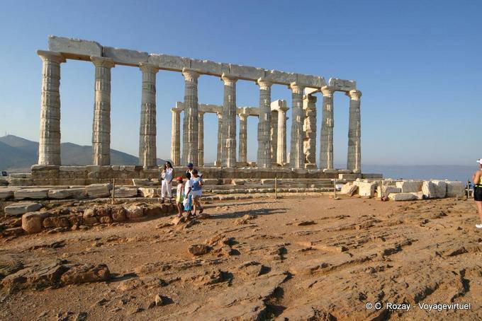 The Temple of Poseidon overlooking the sea about 60 meters, Sounion - Greece