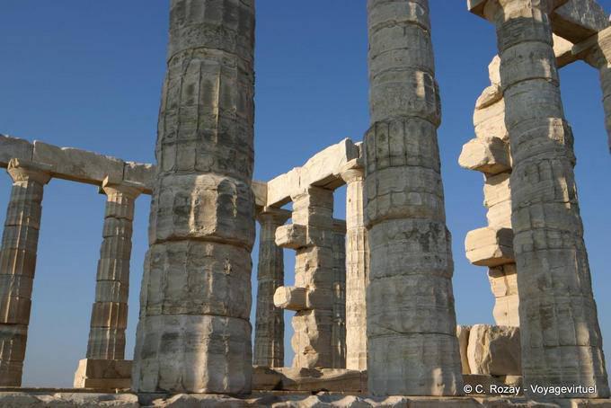 Fluted columns of the Temple of Poseidon Sounion - Greece
