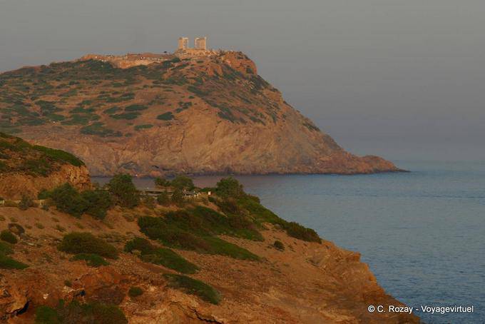 Panorama at sunset on Cape Sounion, Attica - Greece