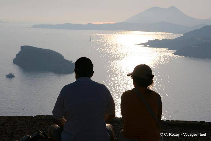 Shadows at sunset in Cape Sounion - Greece