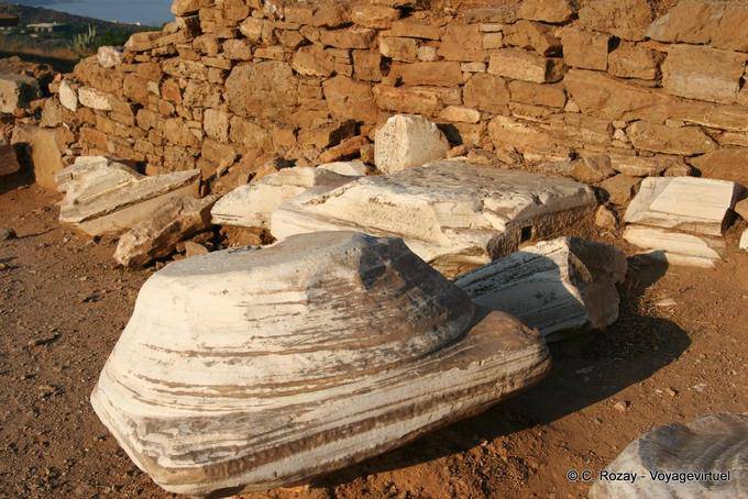 Doric column remains at the foot of the Temple of Poseidon, Sounion - Greece