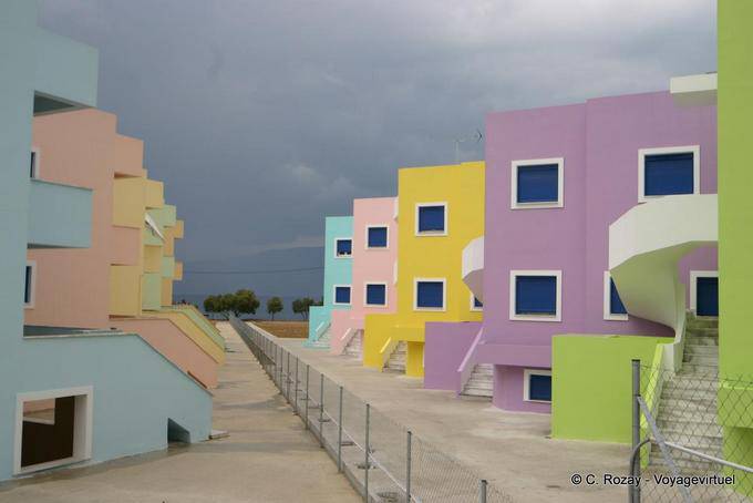 Cubic houses of colors, Psatha, Psahatos - Greece