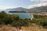 Panorama of the coast and the village of Ancient Epidavros, Greece.