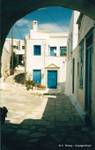 Tinos, the turning of a covered walkway, Greece.