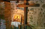 Cross and icon, Agios Nikolaos Anapafsas monastery, Meteora, Greece.