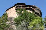 Balconies on the empty Anapafsas Nikolaos monastery, Meteora, Greece.