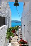 Milos, Plaka, hanging bell passage, Greece.