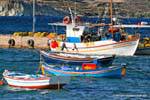 Milos, Pollonia, marina fishing boats, Greece.