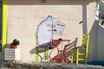 Milos, Pollonia, wall decor coffee port, Greece.