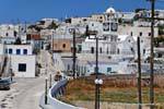 Milos, Triovassalos clock on a tower, Greece.